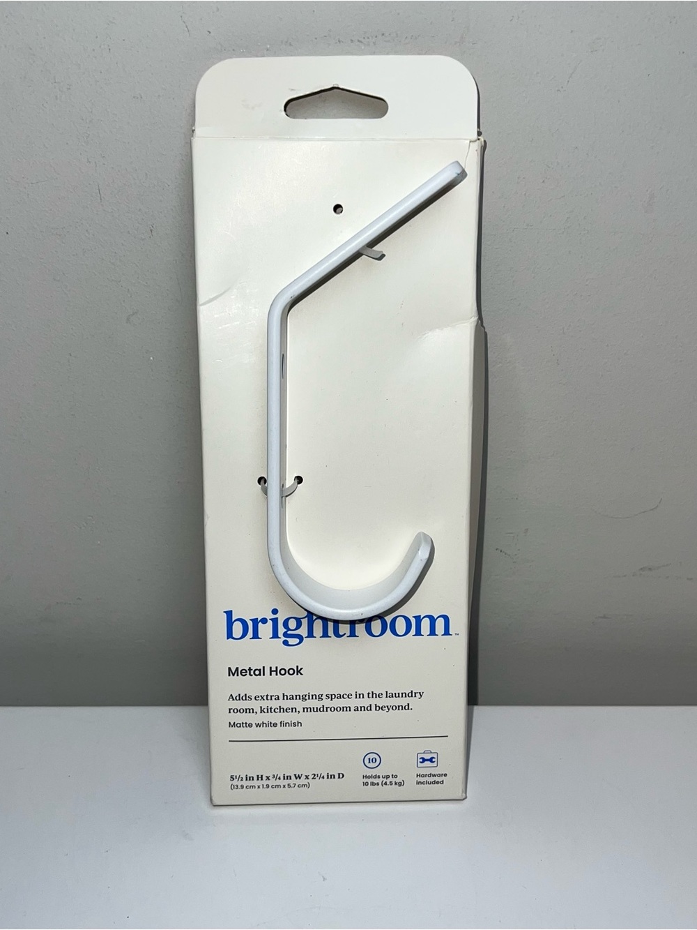 Matte White Metal Hook for Wall or Door